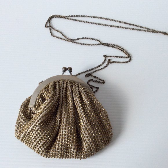 Santi Handbags - Santi beaded evening clutch w/chain gold/silver